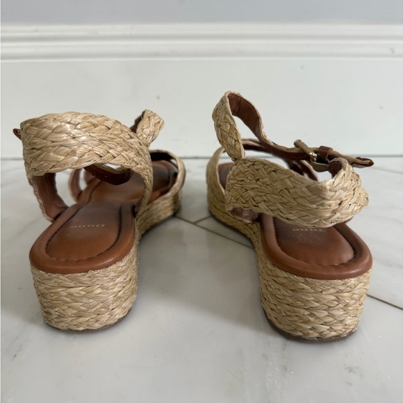 Dune London Euro 41 Straw Tan Natural Fiber Platform Ankle Wrap Sandals US Sz 10 - Picture 5 of 9